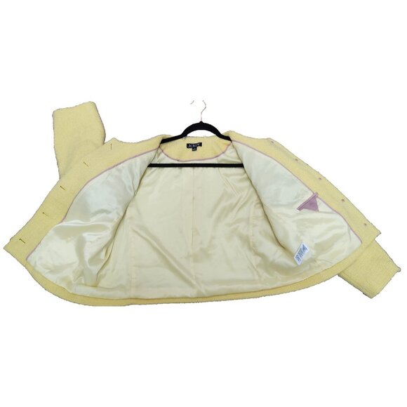 J.Crew Yellow Tweed Cropped Jacket 18 Women Classic Chanel Style Button Front - Picture 7 of 15